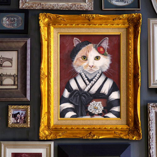 額縁付あり＊うちの子の肖像画＊手描き＊キャンバスにうちの子の似顔絵