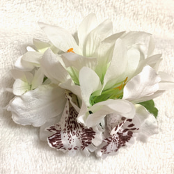 ハワイアン髪飾り フラダンス  シンビジューム髪飾り(白) ヘッド結婚式 浴衣 着物 2枚目の画像