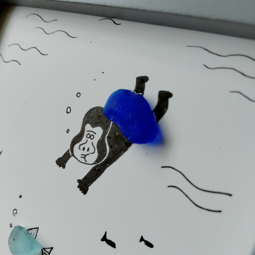シーグラスアート ほっこりシリーズNo.3 ホワイトミニフレームセット Amazon.co.jp: No. 093 水の中の世界（9) 亀さん3 シーグラス
