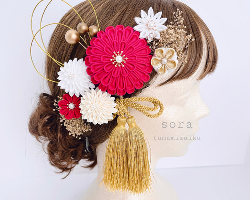 N*u様 七五三　七五三髪飾り　ヘッドドレス　着物髪飾り　リメイク髪飾り　024 N*u様 七五三 七五三髪飾り ヘッドドレス 着物髪飾り リメイク髪飾り