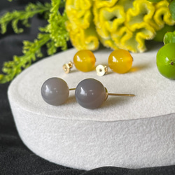 【春恋ピアス】yellow color jade  ×  grey onyx ピアス/イヤリング 13枚目の画像