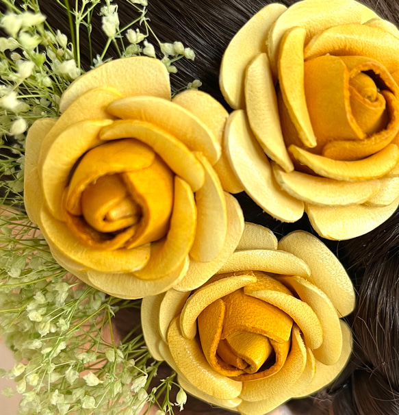レザーで作った”薔薇の髪飾り”SSK-001 10枚目の画像