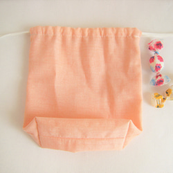 可愛いうさぎの巾着袋(ペールオレンジ） 6枚目の画像