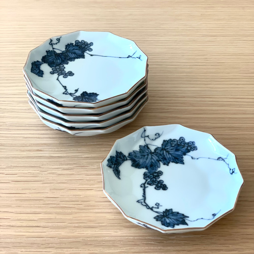 京焼・清水焼】京都 水野春陽窯 染付 葡萄 十二角皿 小皿 小皿 水野 ... 1188 赤絵染付なます皿2枚セット