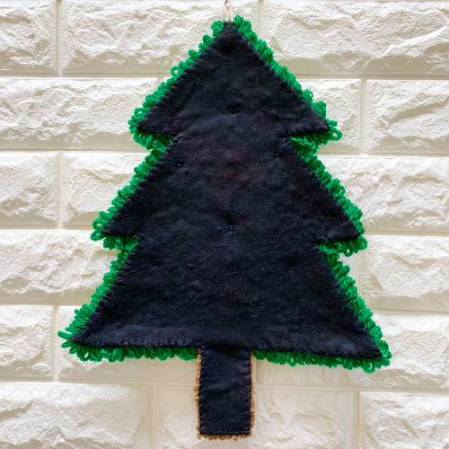 クリスマスツリーのタペストリー 毛糸 H40cm パンチニードル 誕生日