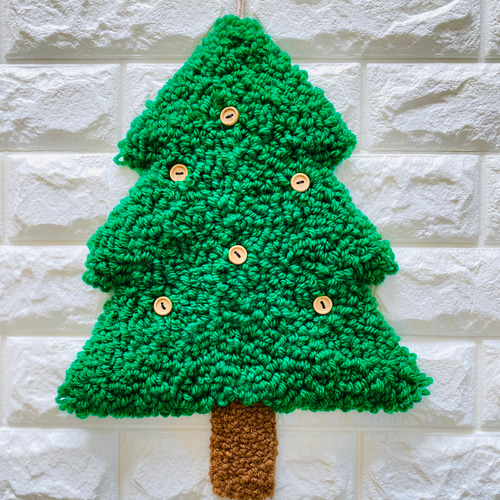 クリスマスツリーのタペストリー 毛糸 H40cm パンチニードル 誕生日