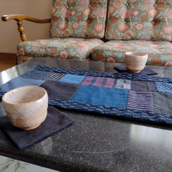 会津木綿と秋の日　テーブルマット 3枚目の画像