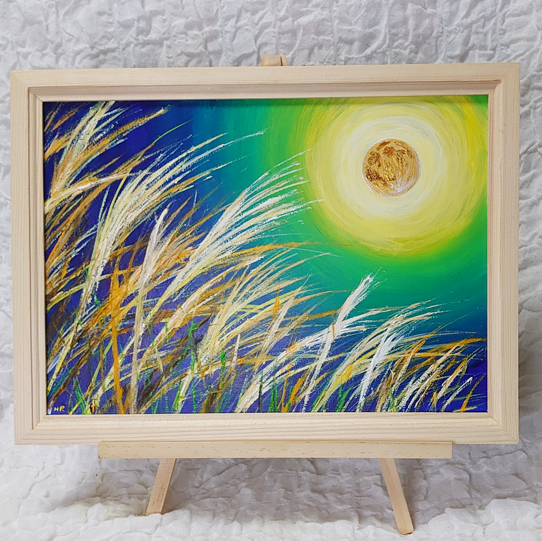 油絵 油彩 油彩画 絵 絵画　【お月見のススキ】 油絵 油彩 油彩画 絵画【星空の満月】 | HIROSHI1990