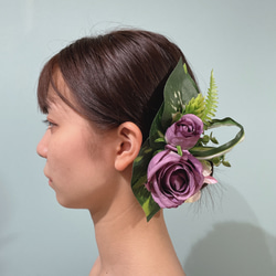 フラダンス髪飾り ヘアクリップ ブルーローズ ヘッドドレス