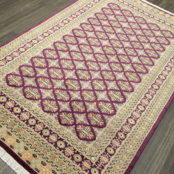 艶やかで上品なパープルカラー　高級ラグ　パキスタン手織り絨毯　フカフカアクセントラグ　155x240cm　#871 10枚目の画像