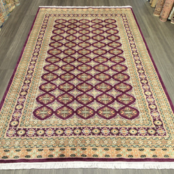 艶やかで上品なパープルカラー　高級ラグ　パキスタン手織り絨毯　フカフカアクセントラグ　155x240cm　#871 1枚目の画像