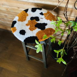 三毛猫のラグ φ33cm 猫 プレゼント 誕生日 インテリア cat 毛糸 パンチ