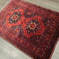 ベルベットのような艶あるカールモハンマディ絨毯　アフガントライバルラグ　オールド手織り絨毯　104x145cm　＃149 2枚目の画像
