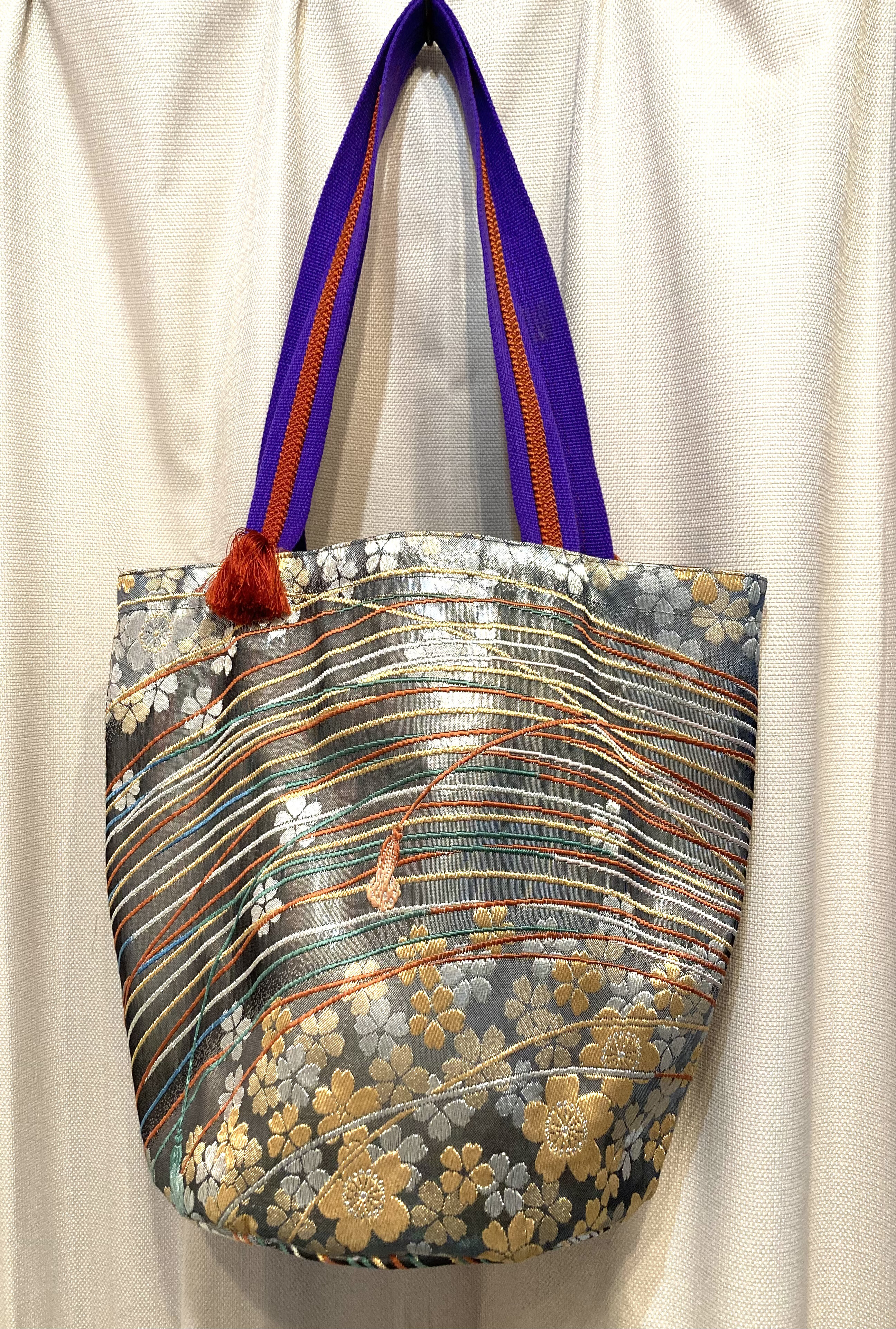 トートバッグ、帯からリメイク。