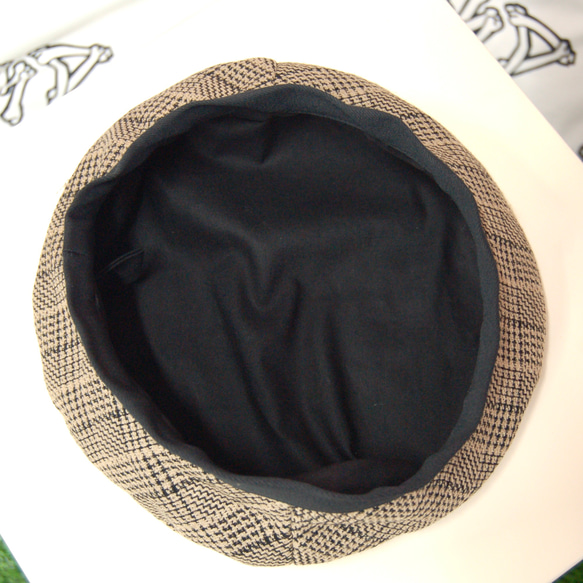 グレンチェック　ベレー帽:ブラウン 7枚目の画像