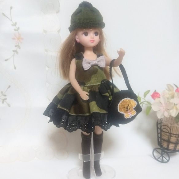 迷彩柄A/リカちゃん着せ替え服etcの4点セット/ハンドメイド