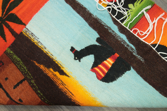 チュニジアキリム　ラクダデザイン　アートラグ　手織りキリム　85x118cm　＃492 5枚目の画像