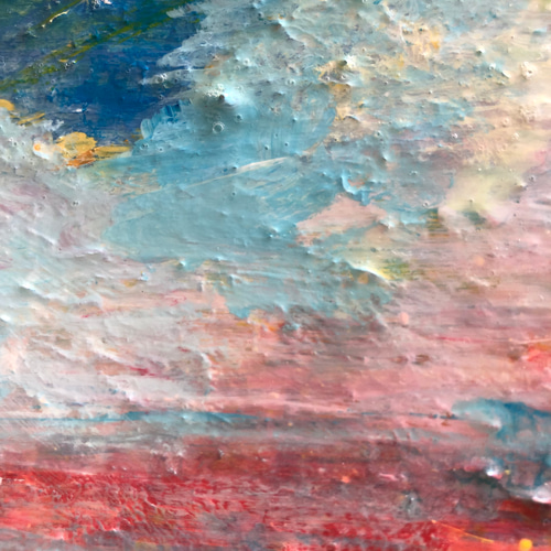 原画「虹色の空 」アートパネル 空 虹色 レインボーカラー 空と海の絵