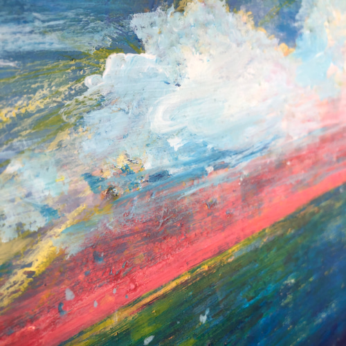 原画「虹色の空 」アートパネル 空 虹色 レインボーカラー 空と海の絵