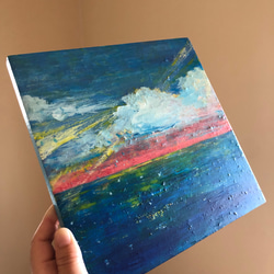 虹とハートアクリル画原画