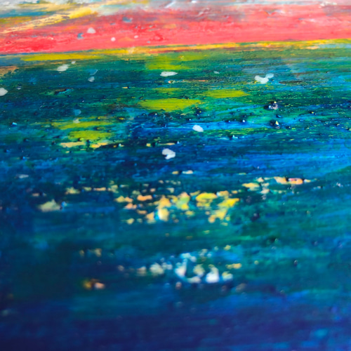 原画「虹色の空 」アートパネル 空 虹色 レインボーカラー 空と海の絵