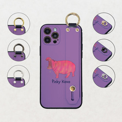 【Pinky Kava】 バイオレット  ベルト付きTPUソフトケース　iphone android ほぼ全機種対応 4枚目の画像