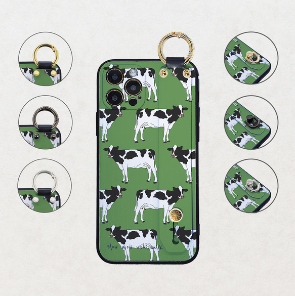 【モーモー牛ミルク 】緑の牧場  ベルト付きTPUソフトケースiphone android ほぼ全機種対応 4枚目の画像