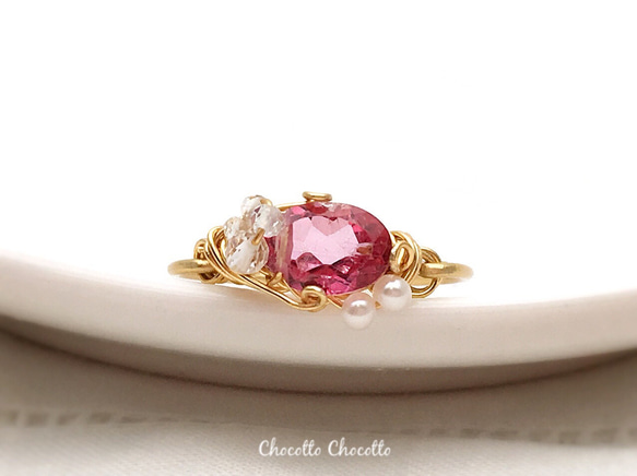 ヴィンテージ pt900 ダイヤモンド ピンクパール パール 2粒 リング 051120-01.jpg