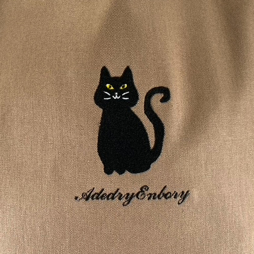 新品 刺繍 巾着 トート バッグ  猫 ネコ 2way ショルダー エコバッグ