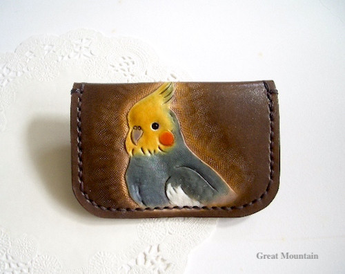 インコ  オカメインコ   ノーマル　コインケース　並オカメインコ　鳥　革　レザー  プレゼント インコグッズ 鳥グッズ