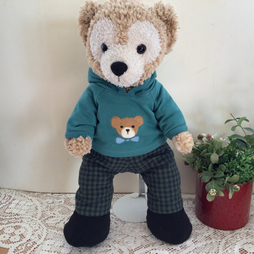 ダッフィー 羊毛クマ付き緑パーカーセット コスチューム 服