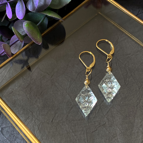 Creema限定】14kgf*カービングクリスタルのピアス／イヤリング*天然石