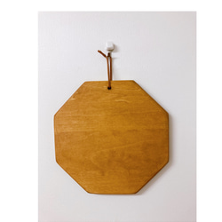 チーク　ウッドミラー　八角形　18㎝ 4枚目の画像