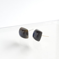 黑色拉長石 8 毫米單耳釘/耳環 14 公斤稀有寶石 第4張的照片