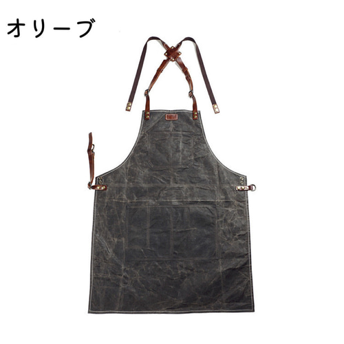 全2色 軽量』ワークエプロン パラフィン加工キャンバス×レザー 撥水