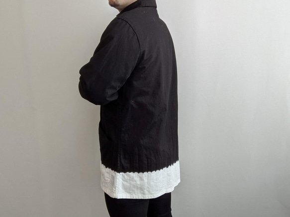 <OSOCU>Denim jacket with black & white-hem 広島デニム×名古屋黒紋付染 7枚目の画像