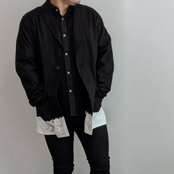 <OSOCU>Denim jacket with black & white-hem 広島デニム×名古屋黒紋付染 6枚目の画像