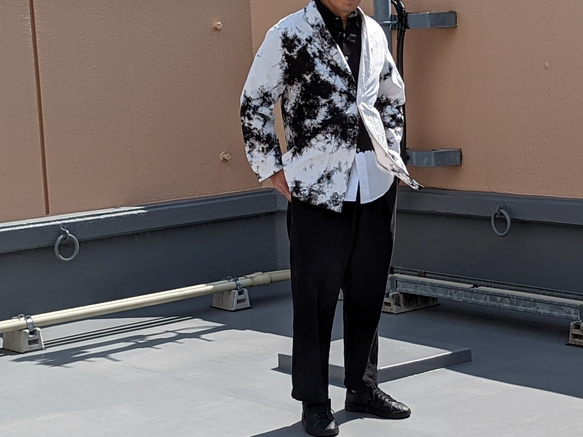 <OSOCU>黑色紮染牛仔夾克 Hiroshima Denim x Nagoya Black Crest Dye 第7張的照片