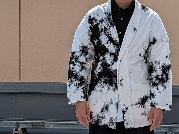 <OSOCU>Denim jacket with black tie dye 広島デニム×名古屋黒紋付染 6枚目の画像