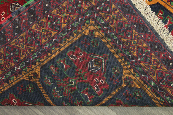 ヘシティ文様　アフガニスタン　バルーチ族　トライバルラグ　オールド手織り絨毯　ヴィンテージ　126x197cm　＃336 7枚目の画像