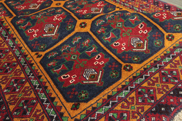 ヘシティ文様　アフガニスタン　バルーチ族　トライバルラグ　オールド手織り絨毯　ヴィンテージ　126x197cm　＃336 6枚目の画像