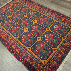 ヘシティ文様　アフガニスタン　バルーチ族　トライバルラグ　オールド手織り絨毯　ヴィンテージ　126x197cm　＃336 2枚目の画像