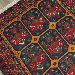 ヘシティ文様　アフガニスタン　バルーチ族　トライバルラグ　オールド手織り絨毯　ヴィンテージ　126x197cm　＃336 3枚目の画像