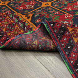 ヘシティ文様　アフガニスタン　バルーチ族　トライバルラグ　オールド手織り絨毯　ヴィンテージ　126x197cm　＃336 5枚目の画像