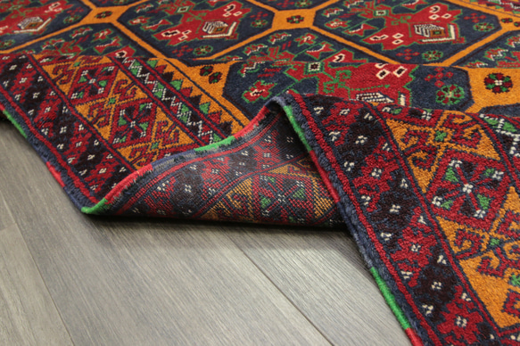 ヘシティ文様　アフガニスタン　バルーチ族　トライバルラグ　オールド手織り絨毯　ヴィンテージ　126x197cm　＃336 5枚目の画像