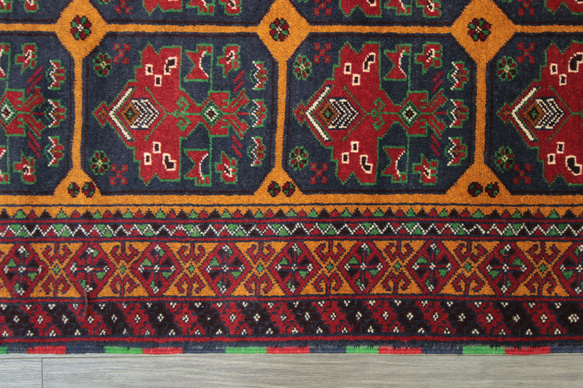ヘシティ文様　アフガニスタン　バルーチ族　トライバルラグ　オールド手織り絨毯　ヴィンテージ　126x197cm　＃336 8枚目の画像