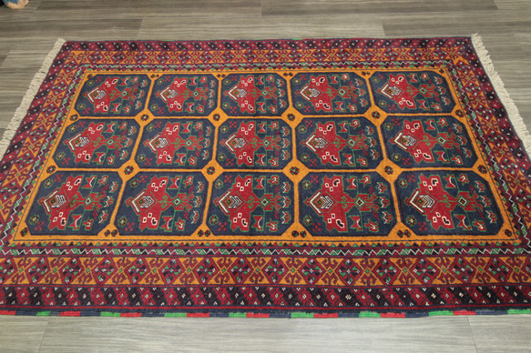 ヘシティ文様　アフガニスタン　バルーチ族　トライバルラグ　オールド手織り絨毯　ヴィンテージ　126x197cm　＃336 10枚目の画像