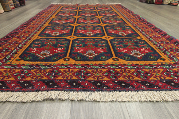 ヘシティ文様　アフガニスタン　バルーチ族　トライバルラグ　オールド手織り絨毯　ヴィンテージ　126x197cm　＃336 9枚目の画像