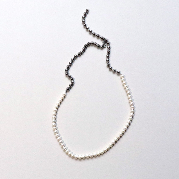 ボールチェーン＆パールネックレス~plus stainless ball chain ＆ pearl necklace~ 4枚目の画像