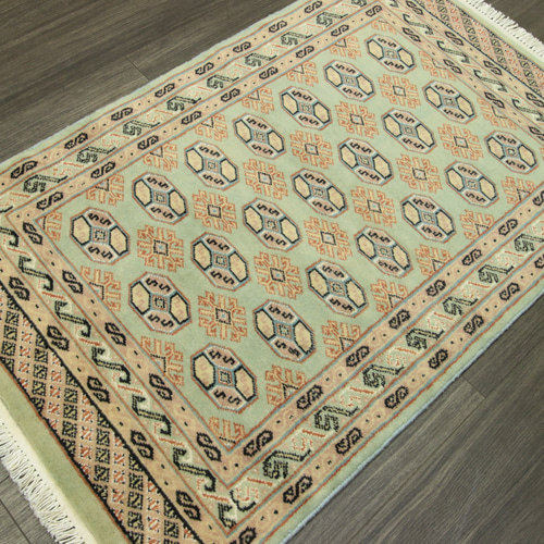 新品 ライトグリーン 高級ラグ パキスタン手織り絨毯 玄関マット ...